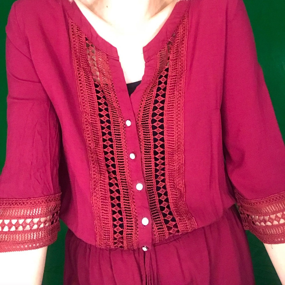 Cranberry 3/4 Sleeve Romper
